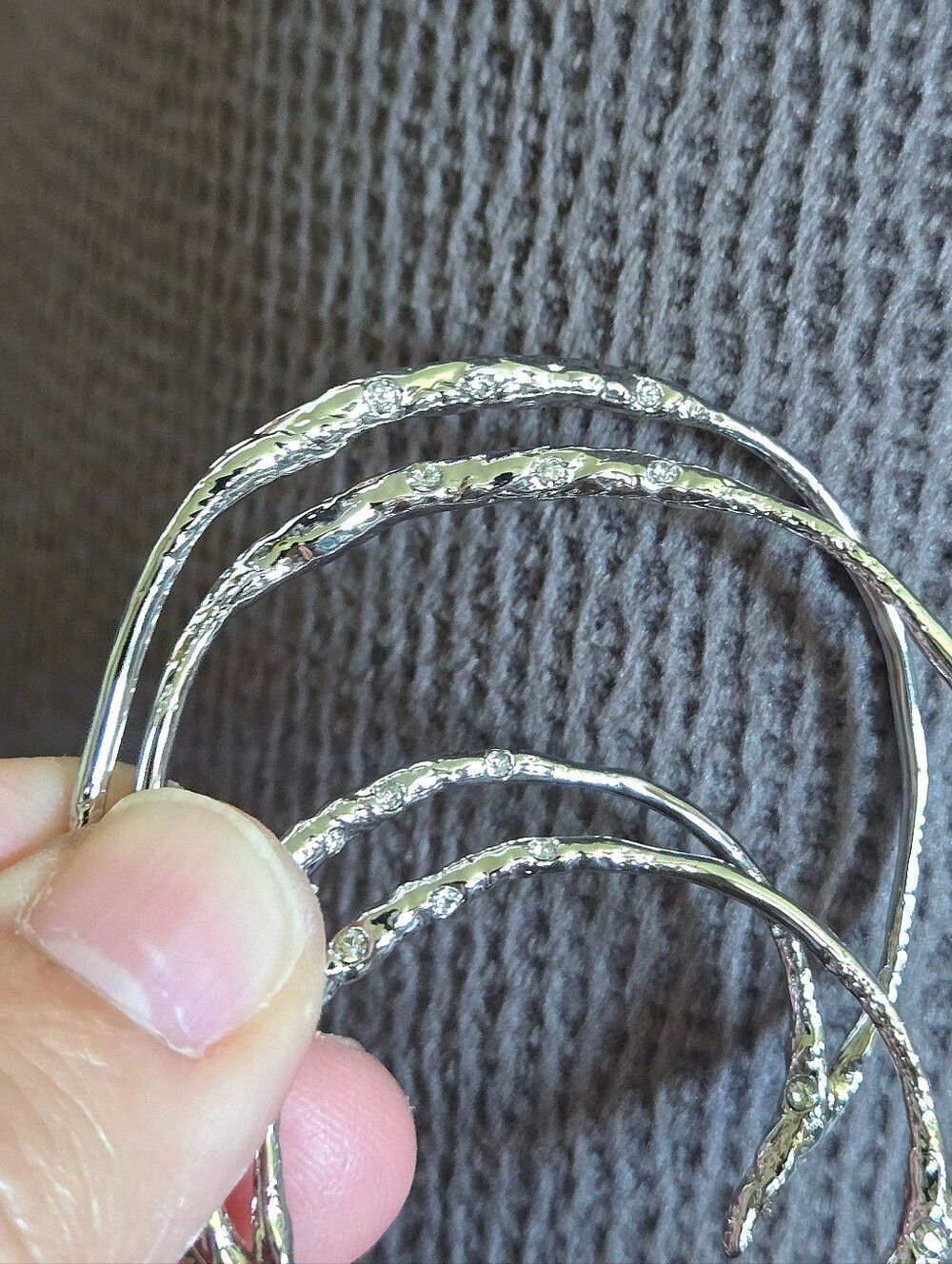 Alexis Bittar Silver🤍 "Solanales" Molten Double✌️ Hoop Earrings - Picture 5 of 16
